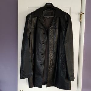 Banana Republic 3/4 Black Leather Jacket - Large